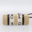 Chloe Woody Hand Bag Raffia 2way Beige Gold Tone Auth bs37833A-12