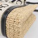 Chloe Woody Hand Bag Raffia 2way Beige Gold Tone Auth bs37833A-13