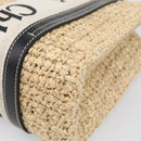 Chloe Woody Hand Bag Raffia 2way Beige Gold Tone Auth bs37833A-15