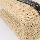 Chloe Woody Hand Bag Raffia 2way Beige Gold Tone Auth bs37833A-16