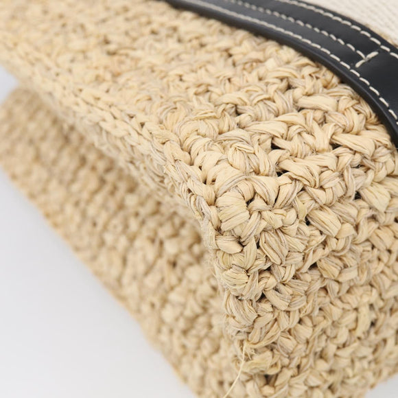 Chloe Woody Hand Bag Raffia 2way Beige Gold Tone Auth bs37833A