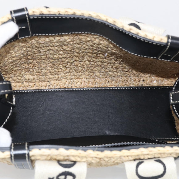 Chloe Woody Hand Bag Raffia 2way Beige Gold Tone Auth bs37833A