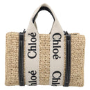 Chloe Woody Hand Bag Raffia 2way Beige Gold Tone Auth bs37833A-2