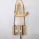 Chloe Woody Hand Bag Raffia 2way Beige Gold Tone Auth bs37833A-25