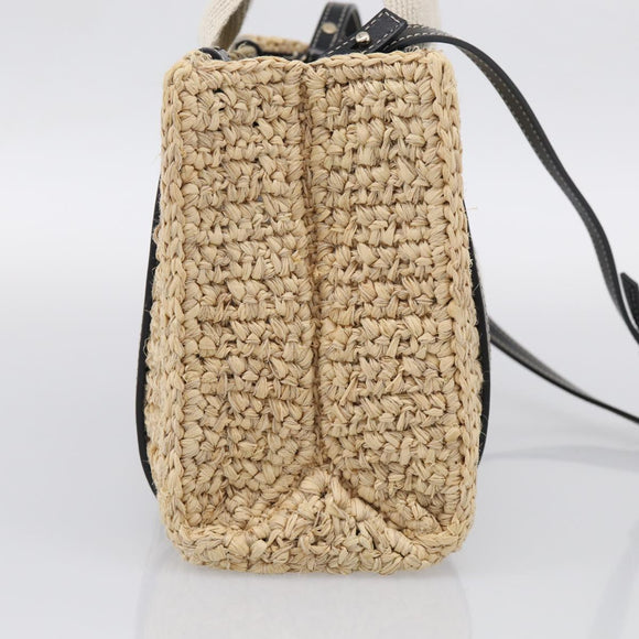 Chloe Woody Hand Bag Raffia 2way Beige Gold Tone Auth bs37833A