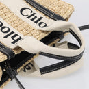 Chloe Woody Hand Bag Raffia 2way Beige Gold Tone Auth bs37833A-7