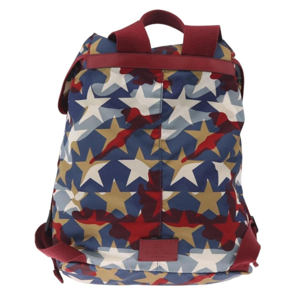 Valentino Backpack Nylon Blue Red Auth bs37834A