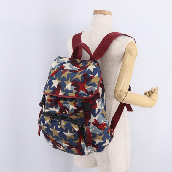 Valentino Backpack Nylon Blue Red Auth bs37834A