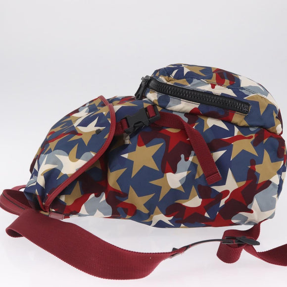 Valentino Backpack Nylon Blue Red Auth bs37834A