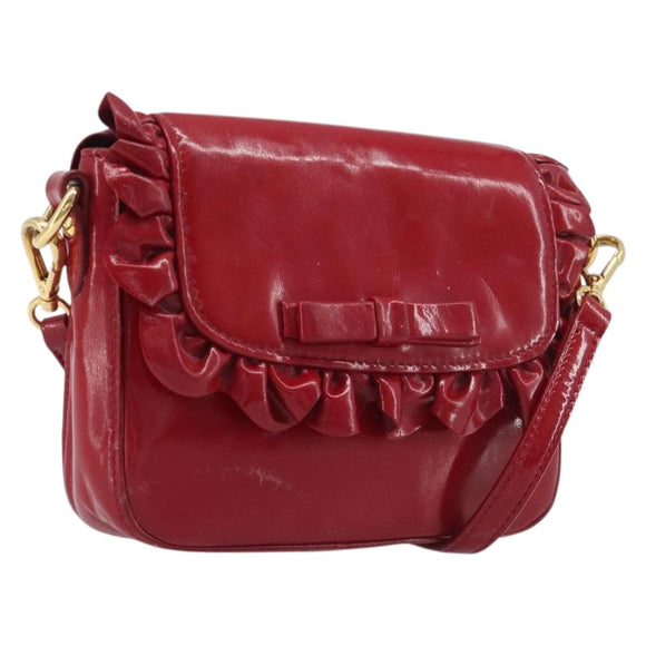 Miu Miu Shoulder Bag Patent Red Gold Tone Auth bs37837