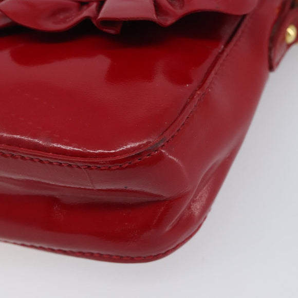 Miu Miu Shoulder Bag Patent Red Gold Tone Auth bs37837