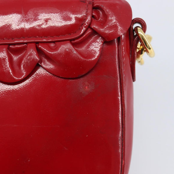 Miu Miu Shoulder Bag Patent Red Gold Tone Auth bs37837