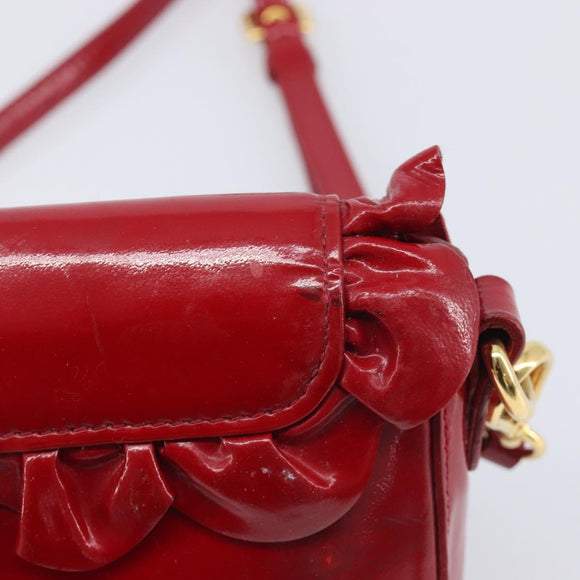 Miu Miu Shoulder Bag Patent Red Gold Tone Auth bs37837