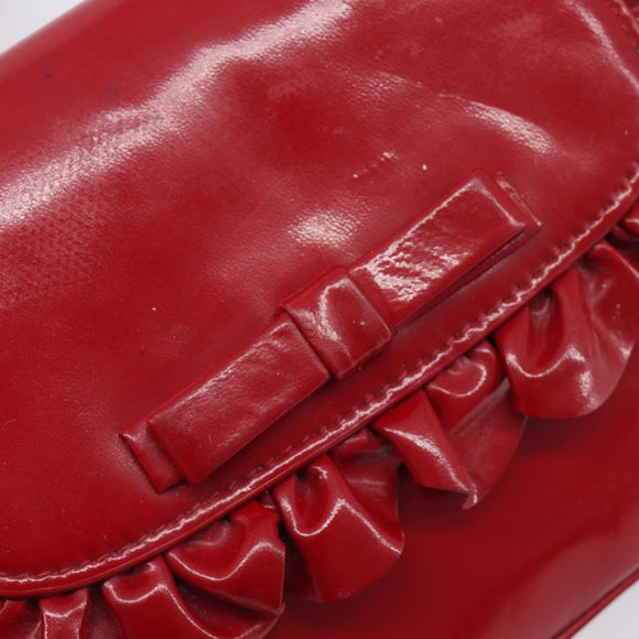 Miu Miu Shoulder Bag Patent Red Gold Tone Auth bs37837