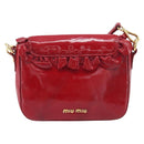 Miu Miu Shoulder Bag Patent Red Gold Tone Auth bs37837-3
