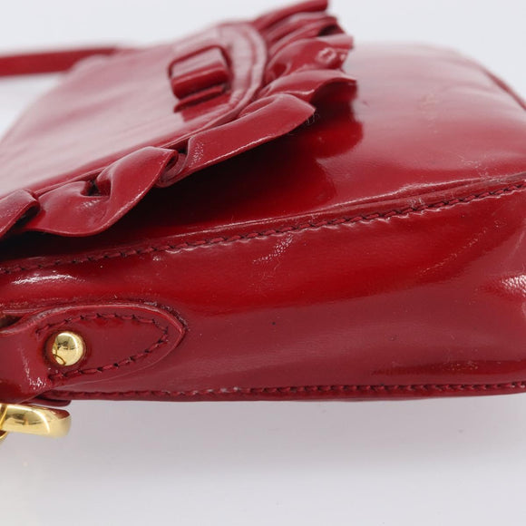 Miu Miu Shoulder Bag Patent Red Gold Tone Auth bs37837
