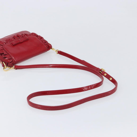 Miu Miu Shoulder Bag Patent Red Gold Tone Auth bs37837
