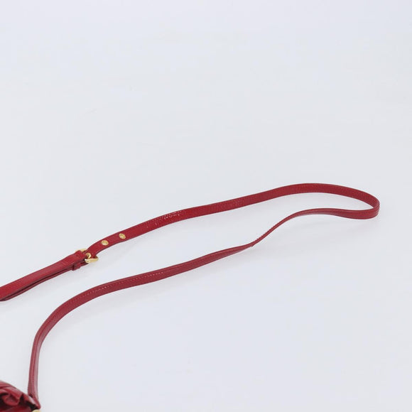 Miu Miu Shoulder Bag Patent Red Gold Tone Auth bs37837