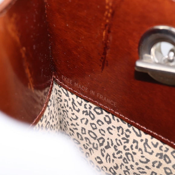 Cartier PANTHERE Tote Bag Patent Brown Silver Auth bs37838