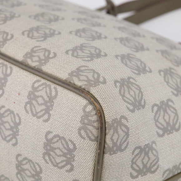 LOEWE Anagram Tote Bag PVC Leather Gray Gold Tone Auth bs37839