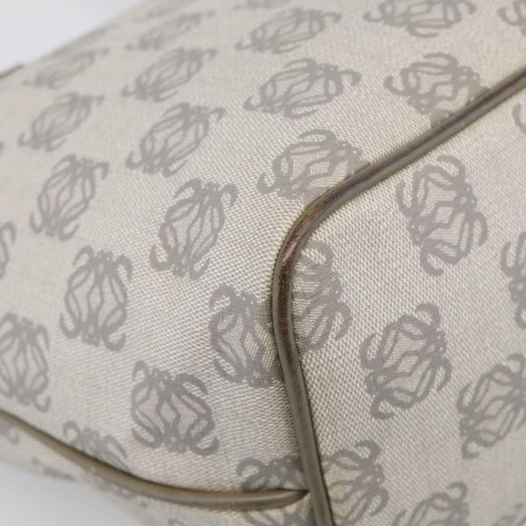 LOEWE Anagram Tote Bag PVC Leather Gray Gold Tone Auth bs37839