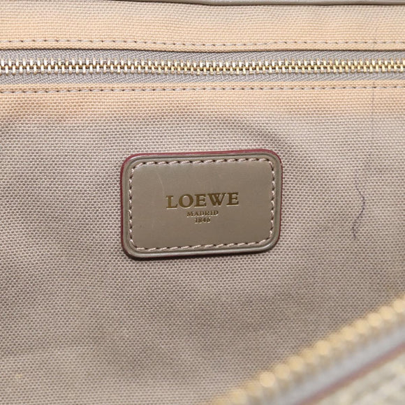 LOEWE Anagram Tote Bag PVC Leather Gray Gold Tone Auth bs37839