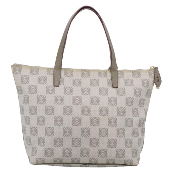 LOEWE Anagram Tote Bag PVC Leather Gray Gold Tone Auth bs37839