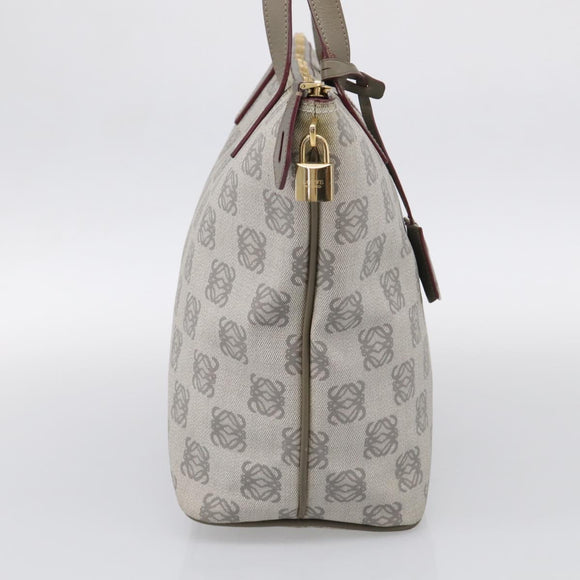 LOEWE Anagram Tote Bag PVC Leather Gray Gold Tone Auth bs37839