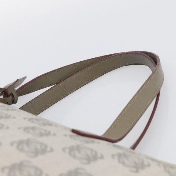 LOEWE Anagram Tote Bag PVC Leather Gray Gold Tone Auth bs37839