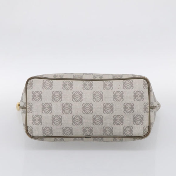 LOEWE Anagram Tote Bag PVC Leather Gray Gold Tone Auth bs37839