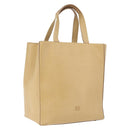 LOEWE Hand Bag Leather Beige Gold Tone Auth bs37840-1