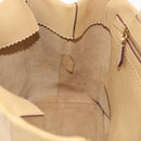 LOEWE Hand Bag Leather Beige Gold Tone Auth bs37840-19