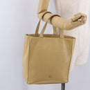 LOEWE Hand Bag Leather Beige Gold Tone Auth bs37840-23