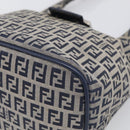 FENDI Zucchino Canvas Mamma Baguette Shoulder Bag Navy Silver Auth bs37841A-10