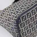 FENDI Zucchino Canvas Mamma Baguette Shoulder Bag Navy Silver Auth bs37841A-11