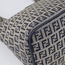 FENDI Zucchino Canvas Mamma Baguette Shoulder Bag Navy Silver Auth bs37841A-13