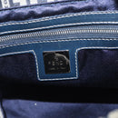 FENDI Zucchino Canvas Mamma Baguette Shoulder Bag Navy Silver Auth bs37841A-17