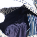 FENDI Zucchino Canvas Mamma Baguette Shoulder Bag Navy Silver Auth bs37841A-20