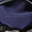FENDI Zucchino Canvas Mamma Baguette Shoulder Bag Navy Silver Auth bs37841A-23