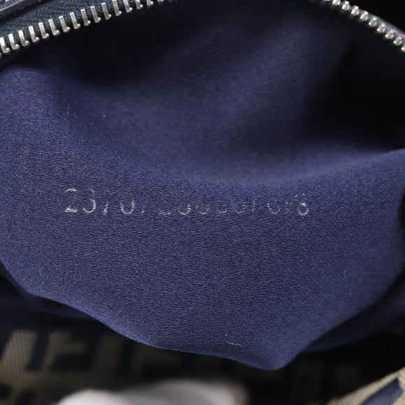 FENDI Zucchino Canvas Mamma Baguette Shoulder Bag Navy Silver Auth bs37841A