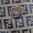 FENDI Zucchino Canvas Mamma Baguette Shoulder Bag Navy Silver Auth bs37841A-24