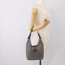 FENDI Zucchino Canvas Mamma Baguette Shoulder Bag Navy Silver Auth bs37841A-25