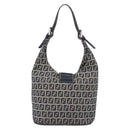 FENDI Zucchino Canvas Mamma Baguette Shoulder Bag Navy Silver Auth bs37841A-3
