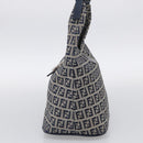 FENDI Zucchino Canvas Mamma Baguette Shoulder Bag Navy Silver Auth bs37841A-5