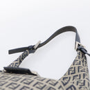 FENDI Zucchino Canvas Mamma Baguette Shoulder Bag Navy Silver Auth bs37841A-8