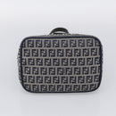 FENDI Zucchino Canvas Mamma Baguette Shoulder Bag Navy Silver Auth bs37841A-9