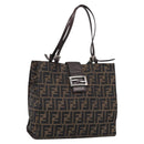 FENDI Zucca Canvas Tote Bag Black Silver Auth bs37842-1