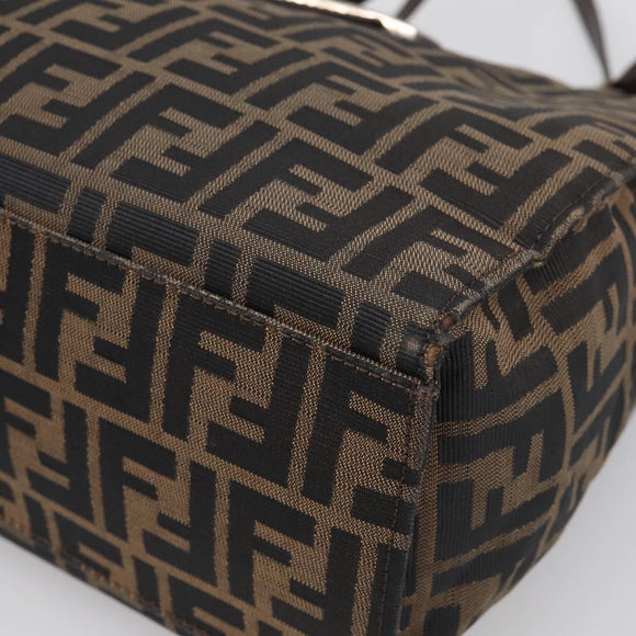 FENDI Zucca Canvas Tote Bag Black Silver Auth bs37842