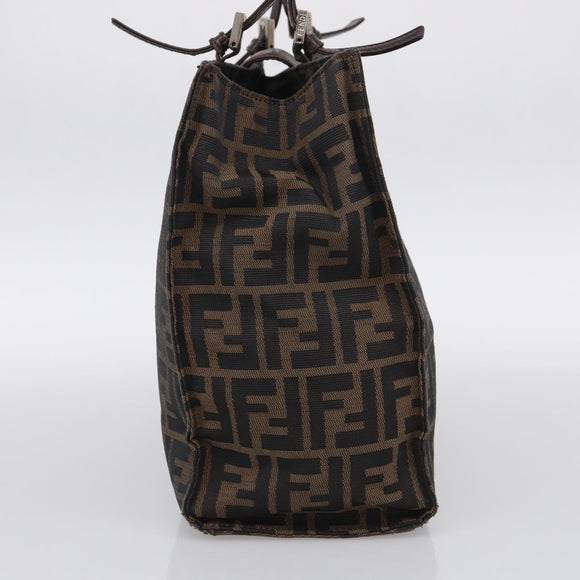 FENDI Zucca Canvas Tote Bag Black Silver Auth bs37842