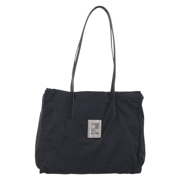 FENDI Zucca Canvas Tote Bag Black Silver Auth bs37843
